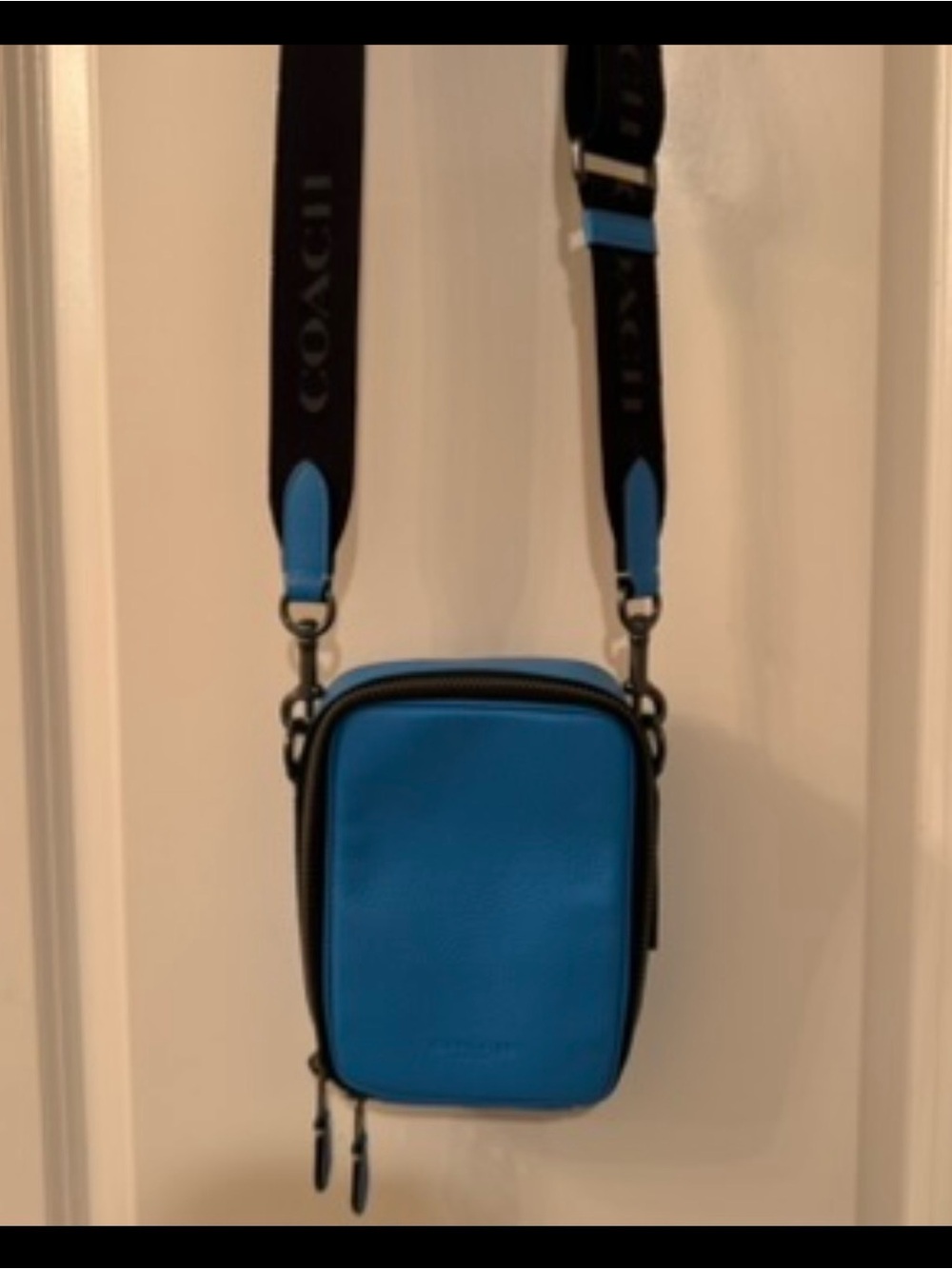 COACH Stanton Crossbody Bag Refined Pebble Leather Blue